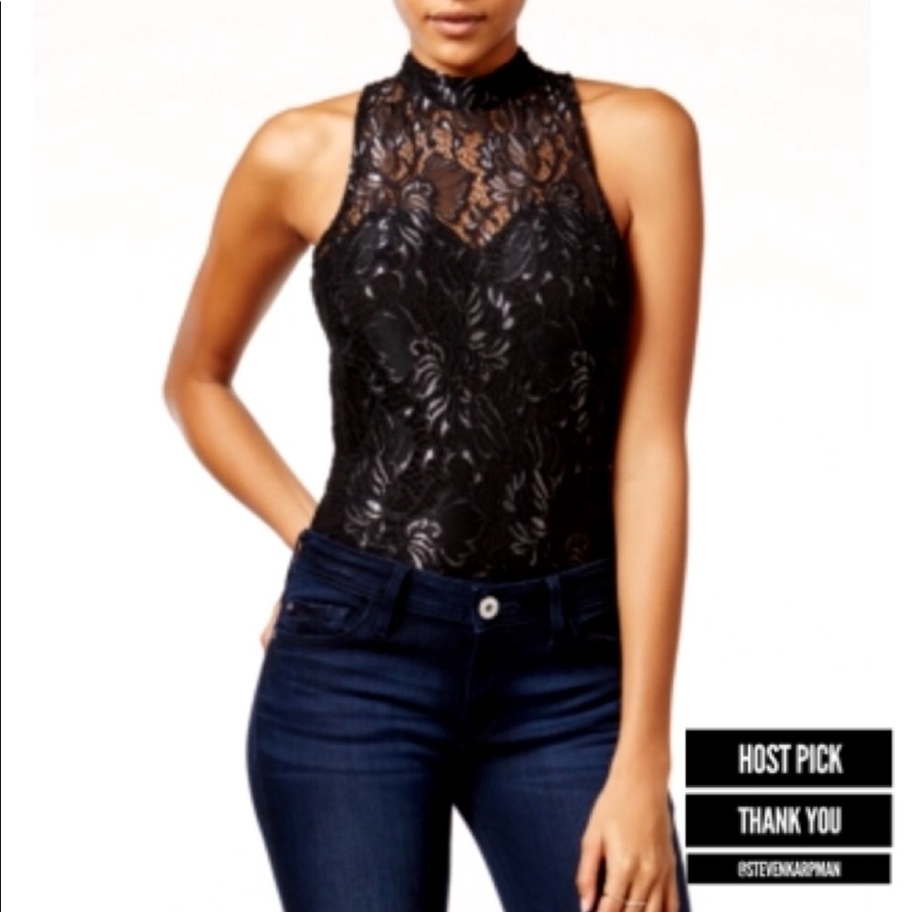 Retro NWT Material Girl Black Lacey Metallic Silver BodySuit ✨2x Host Pick✨